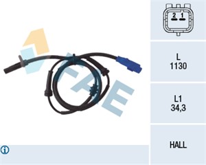 ABS-givare, Sensor, hjulvarvtal, Framaxel, CITROËN C2, C3 I, C3 Pluriel, PEUGEOT 1007, 4545 97, 4545.97, 96 387 201 80, 96.387.201.80