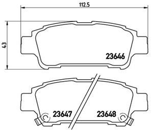 Bromsbeläggsats, Bakaxel, TOYOTA ALPHARD I, AVENSIS VERSO, PREVIA II, SIENNA, 0446028040, 0446628030, 0446628040, 0446628050, 0446628070