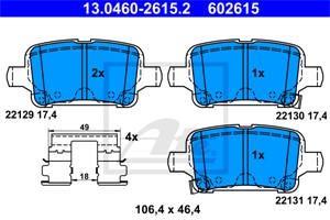 Bromsbeläggsats, Bakaxel, CHEVROLET,OPEL,VAUXHALL, 13517515, 39037199