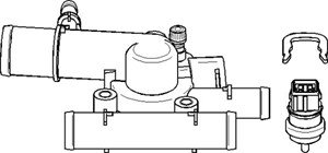 Termostat, kylvätska, Fram, på växellådssidan, Cylindriskt huvud