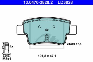Bromsbeläggsats, Bakaxel, ABARTH GRANDE PUNTO, FIAT GRANDE PUNTO, 50902169, 77363959