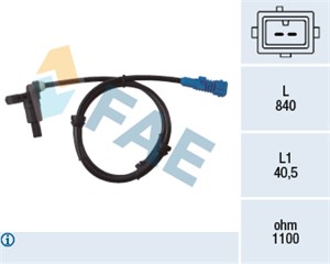 ABS-givare, Sensor, hjulvarvtal, Bakaxel, PEUGEOT 206 CC, 206 Halvkombi, 206 Sedan, 206 SW, 206 Van, 4545.77, 4545.79