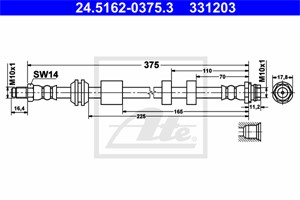 Bromsslang, Framaxel, VOLVO S60 II, S80 II, V60 I, V60 Skåp / kombi I, V70 III, V70 Skåp / kombi III, 30683623, 30793631, 31305077