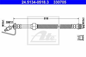 Bromsslang, Nedre, Upptill, OPEL,RENAULT,VAUXHALL, 45 00 132, 77 00 302 380, 9160432