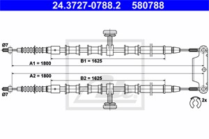 Vajer, parkeringsbroms, Bak, OPEL SIGNUM Halvkombi, VECTRA C Kombi, VAUXHALL SIGNUM, VECTRA Mk II, 24420449, 5 22 011, 5 22 020, 9318110