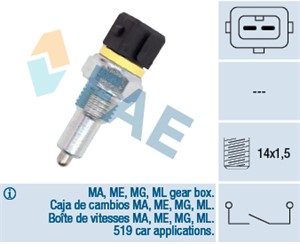 Brytare, backljus, AUDI,CITROËN,FIAT,LANCIA,LAND ROVER,MINI,NISSAN,PEUGEOT,PORSCHE,ROVER,VW, 01E 941 521, 2257.34, 2257.40, 23 141 043 4