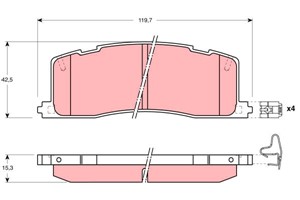 Bromsbeläggsats, Bakaxel, TOYOTA PREVIA I, 04466-28010, 04466-28011, 04466-28020, 04466-28090, 04492-28020, 449228020