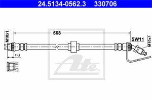 Bromsslang, Nedre, Upptill, OPEL,RENAULT,VAUXHALL, 45 00 131, 77 00 302 379, 9160431