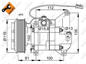 Kompressor, klimatanläggning, MAZDA 2, 16100-09140, 16100-09141, 16100-29125, D65161450G, D65161450H, D65161K00A, D65161K00B, D65161K00C