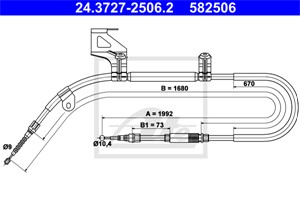 Vajer, parkeringsbroms, Vänster bak, SKODA SUPERB I, 3BD 609 721