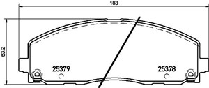 Bromsbeläggsats, Framaxel, CHRYSLER,DODGE,FIAT,JEEP,LANCIA,VW, 00K68144163AB, 00K68144163AC, 00K68144163AD, 00K68144163AE, 00K68144163AF