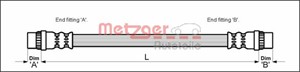 Bromsslang, Inre, Bakaxel höger, Bakaxel vänster, DACIA,RENAULT, 46 21 072 11R, 462107211R, 6001 547 820, 6001 551 097, 6001547820, 6001