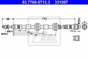 Bromsslang, Framaxel, PORSCHE CAYENNE, VW TOUAREG, 7L0 611 701 B, 955 355 139 20