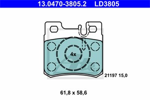 Bromsbeläggsats, Bakaxel, MERCEDES-BENZ, 001 420 02 20, 001 420 13 20, 001 420 95 20, 005 420 17 20, A 001 420 02 20, A 001 420 13 20, A