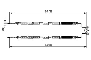 Vajer, parkeringsbroms, Mitt, OPEL CORSA D, CORSA D Skåp/halvkombi, CORSA E, CORSA E Skåp/halvkombi, VAUXHALL CORSAVAN Mk IV, 13255756,