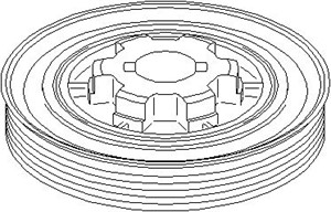 Remskiva, vevaxel, CITROËN,FIAT,FORD,LANCIA,MITSUBISHI,PEUGEOT, 0515 V3, 1 492 251, 1 547 592, 6G9Q6332AA, 6G9Q6B319AC, 9683886680, MN98