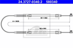 Vajer, parkeringsbroms, Bak, CITROËN,FIAT,PEUGEOT, 1307963080, 4745 G3
