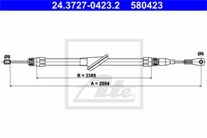 Vajer, parkeringsbroms, Fram, MERCEDES-BENZ C-KLASS [W202], C-KLASS T-Model [S202], CLK [C208], CLK Cabriolet [A208], 202 420 08 85, 202