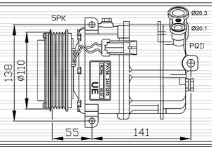 Kompressor, klimatanläggning, ALFA ROMEO,FIAT,OPEL,SAAB,VAUXHALL, 055560294, 12 04 484, 13191995, 24411270, 51704659, 55560294, 60693875