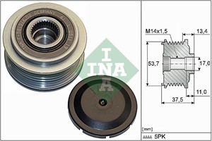 Frihjulskoppling, generator, FIAT,JEEP,OPEL,VAUXHALL, 12 02 373, 12 02 374, 12 02 472, 12 02 473, 1202373, 1202374, 1202472, 1202473, 13