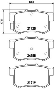 Bromsbeläggsats, Bakaxel, FIAT SEDICI, HONDA CIVIC Sedan VIII, SUZUKI SX4, SX4 Sedan, 0000071768576, 06430S5AE50, 43022S2AE50, 5580080J0