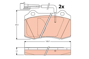 Bromsbeläggsats, Framaxel, CHRYSLER VIPER, VIPER Convertible, LANCIA DELTA I, 0000009944338, 4720986, 4728999, 4897218AB, 5892740
