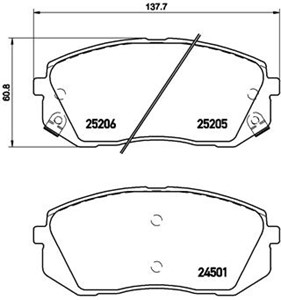Bromsbeläggsats, Framaxel, HYUNDAI,KIA, 581012SA50, 581012SA51, 581012SA70, 581012SA75, 581012YA00, 581012YA50, 581013RA05, 581013RA60,