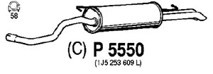 Bakre ljuddämpare, Bak, SEAT TOLEDO II, SKODA OCTAVIA I, OCTAVIA Combi I, VW BORA I, BORA Variant, GOLF Variant IV, (1J5253609BB), (1J52