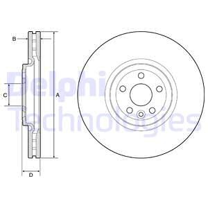 Bromsskiva, Framaxel, JAGUAR F-PACE, I-PACE, LAND ROVER RANGE ROVER VELAR, LR090685, T4A2343, T4K5014