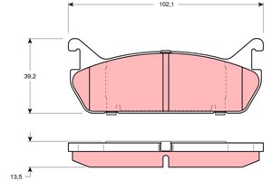 Bromsbeläggsats, Bakaxel, DAIHATSU,MAZDA,SUZUKI, 04492-87101, 04492-87101-000, 04492-87102, 449287101, 449287102, 55800-62G00, 55800-62G