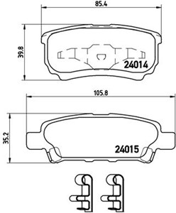 Bromsbeläggsats, Bakaxel, CHRYSLER,DODGE,JEEP,MITSUBISHI, 05191271AA, 05191271AB, 05191271AC, 2AMV4271AA, 4605A336, 4605A337, 4605A479,