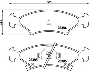 Bromsbeläggsats, Framaxel, KIA SEPHIA, SEPHIA Sedan, SHUMA I, SHUMA Sedan, 0K20A3323Z, 0K2393323Z, 0K2403323Z, 0K2403323ZA, 0K2A43323Z,