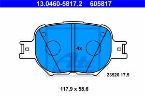 Bromsbeläggsats, Framaxel, TOYOTA CELICA Coupé, COROLLA, COROLLA Kombi, COROLLA Sedan, COROLLA Verso, MATRIX, 04465-13030, 04465-20500,