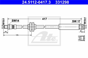 Bromsslang, Bakaxel, CITROËN,FIAT,PEUGEOT, 1367814080, 4806 G7, 4806 P5, 51725096