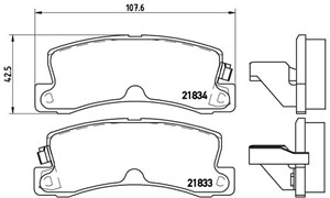 Bromsbeläggsats, Bakaxel, LEXUS,TOYOTA, 0446612110, 0446620010, 0446620020, 0446620040, 0446620060, 0446620070, 0446620080, 0446620100,