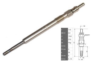Glödstift, ALFA ROMEO,FIAT,FORD,LANCIA,OPEL,SUZUKI,VAUXHALL, 12 14 032, 1214070, 1542 845, 18550-84E50, 18550-M68L10, 18550-M86J00, 46 7