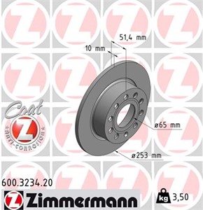 Bromsskiva, Bakaxel, AUDI,SEAT,SKODA,VW, 1K0 615 601 AB, 1K0 615 601 K, 5C0 615 601 A, 5C0 615 601, 5Q0 615 601 F, JZW 615 601 K, JZW 69