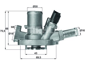 Termostat, kylvätska, ABARTH,ALFA ROMEO,FIAT,JEEP,LANCIA, 0000055250168, 00K04892642AB, 00K04892642AC, 04892642AC, 04892642AD, 55215006,