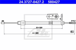 Vajer, parkeringsbroms, Höger bak, MERCEDES-BENZ A-KLASS [W168], VANEO [414], 168 420 07 85, A 168 420 07 85