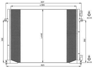 Kondensor, klimatanläggning, Fram, NISSAN,OPEL,RENAULT,VAUXHALL, 001 460 98 05, 001 460 99 05, 2765000AQ, 2765000QAG, 2765000QAJ, 2E0927