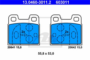 Bromsbeläggsats, Bakaxel, ALFA ROMEO ALFETTA, ALFETTA GT, GIULIETTA, GTV, SPIDER, 10526.26003.00/30, 10548.26003.01/25, 10548.26003.01/3