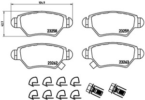 Bromsbeläggsats, Bakaxel, CHEVROLET,OPEL,VAUXHALL, 09117717, 09195685, 09198598, 1605025, 1605037, 1605039, 1605040, 1605093, 1605105, 1