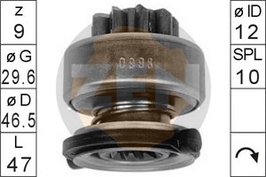 Frihjulsväxel, startmotor, ALFA ROMEO,FIAT,MINI,TOYOTA, 9947838