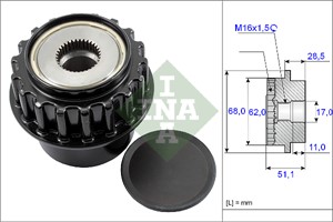 Frihjulskoppling, generator, LAND ROVER FREELANDER 2, VOLVO S60 II, S80 II, V60 I, V70 III, XC60 SUV I, XC70 II, XC90 I, 30644805, 30750