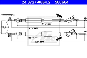 Vajer, parkeringsbroms, Bak, FORD FOCUS II, FOCUS Sedan II, FOCUS Skåp / kombi II, FOCUS Turnier II, 1431308, 1492822, 1525803, 3M51-2A6