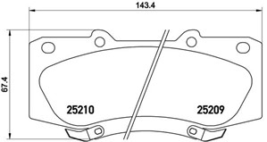 Bromsbeläggsats, Framaxel, TOYOTA HILUX Pick-up VII, 044650K240, 044650K260, 044650K320, 044650K340, 04465YZZEF
