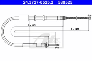 Vajer, parkeringsbroms, Höger bak, FIAT PUNTO, PUNTO Cabriolet, PUNTO Van, 7747331