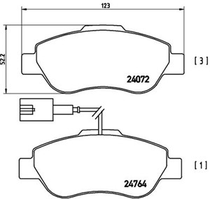 Bromsbeläggsats, FIAT 500, 500 C, PANDA, FORD KA, 0000071773151, 1559697, 1731171, 1736937, 71773151, 77364636, 9S512K021A, 9S512K021AA,