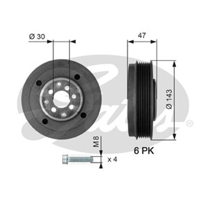 Remskiva, vevaxel, SEAT LEON, TOLEDO II, SKODA OCTAVIA I, OCTAVIA Combi I, VW GOLF IV, GOLF VAN Variant IV, GOLF Variant IV, NEW BEETLE,