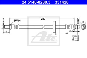 Bromsslang, Bakaxel, FORD MONDEO III, MONDEO Sedan III, MONDEO Turnier III, 1114758, 1117107, 1121635, 1444731, 1S71-2282-AB, 1S71-2282-